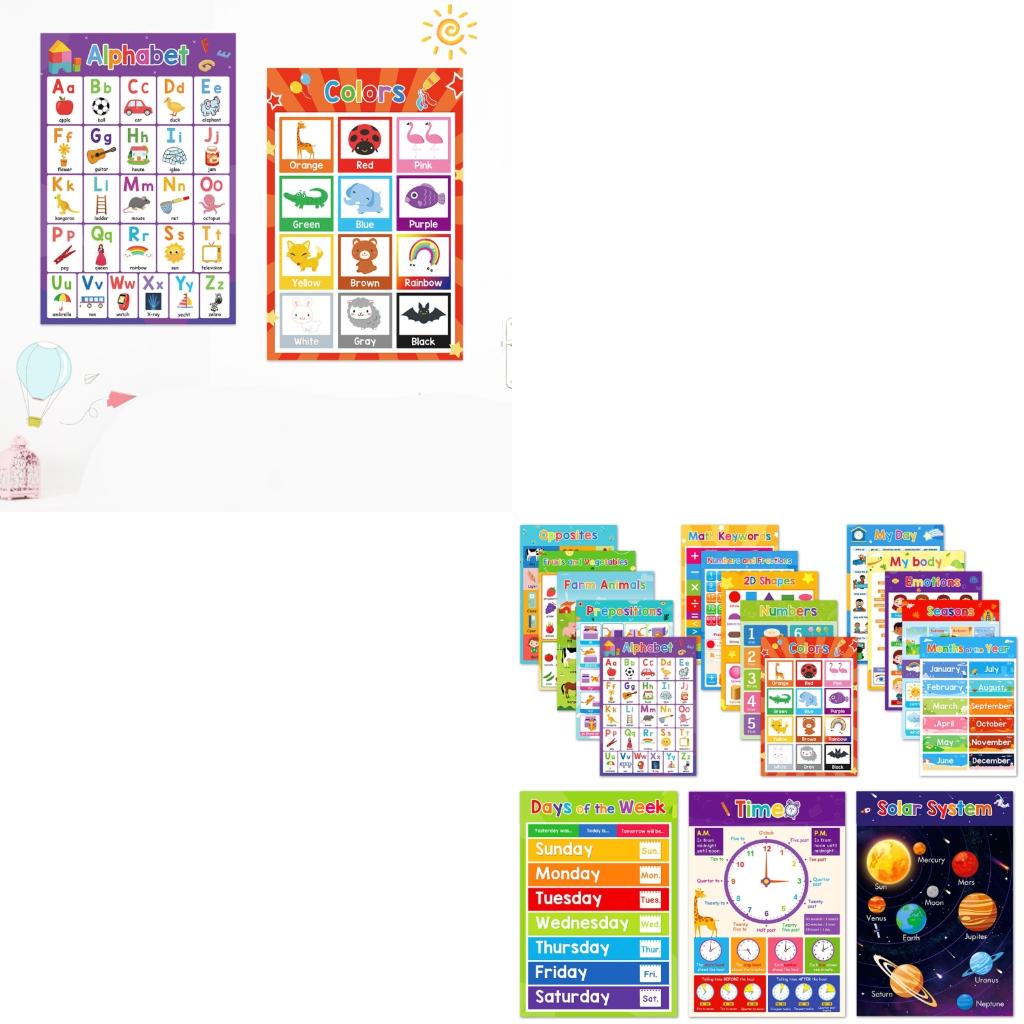 Kids Education Charts - 미취학 아동을 위한 다채로운 과일 야채