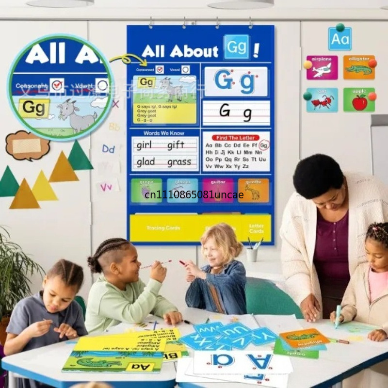 Kids Education Charts - 창의적인 알파벳 학습 포켓 차트 어린이