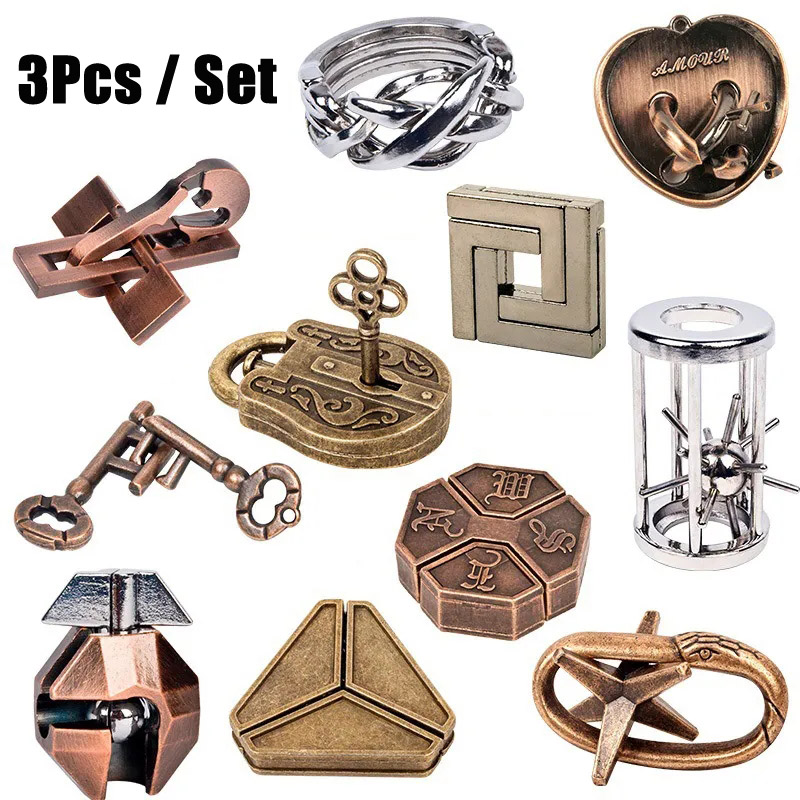 금속 퍼즐 두뇌 티저 3PCS 세트 Casse Tete - Brain Teaser Cube 리뷰 및 가격