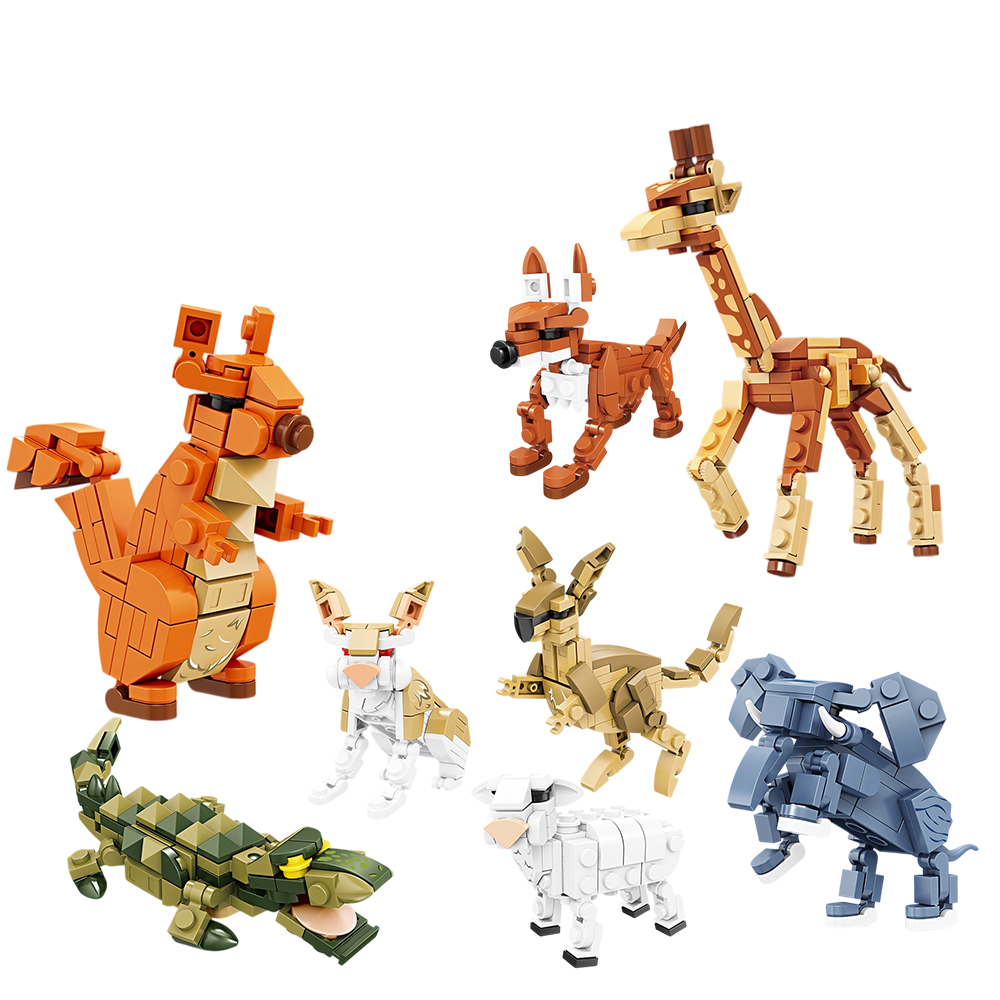 다양한 야생 동물 블록 세트: 캥거루, 기린, 악어,  - Kangaroo Kids Education 리뷰 및 가격